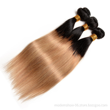 Ombre 1b 27 straight hair bundles ,  cuticle aglined virgin  ombre 1b 27 human hair extension